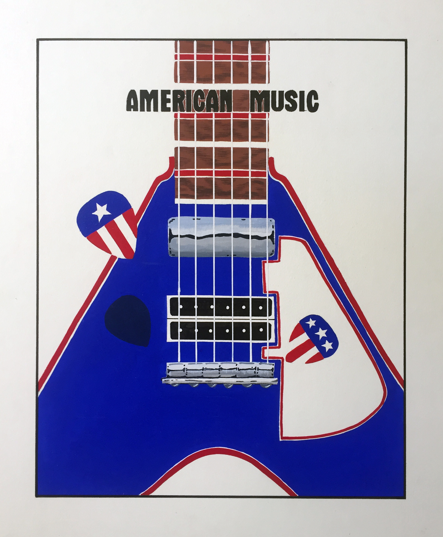 American Music Gouache and handlettering on coldpress board. School project at TSTC. © Jud Burgess 1983