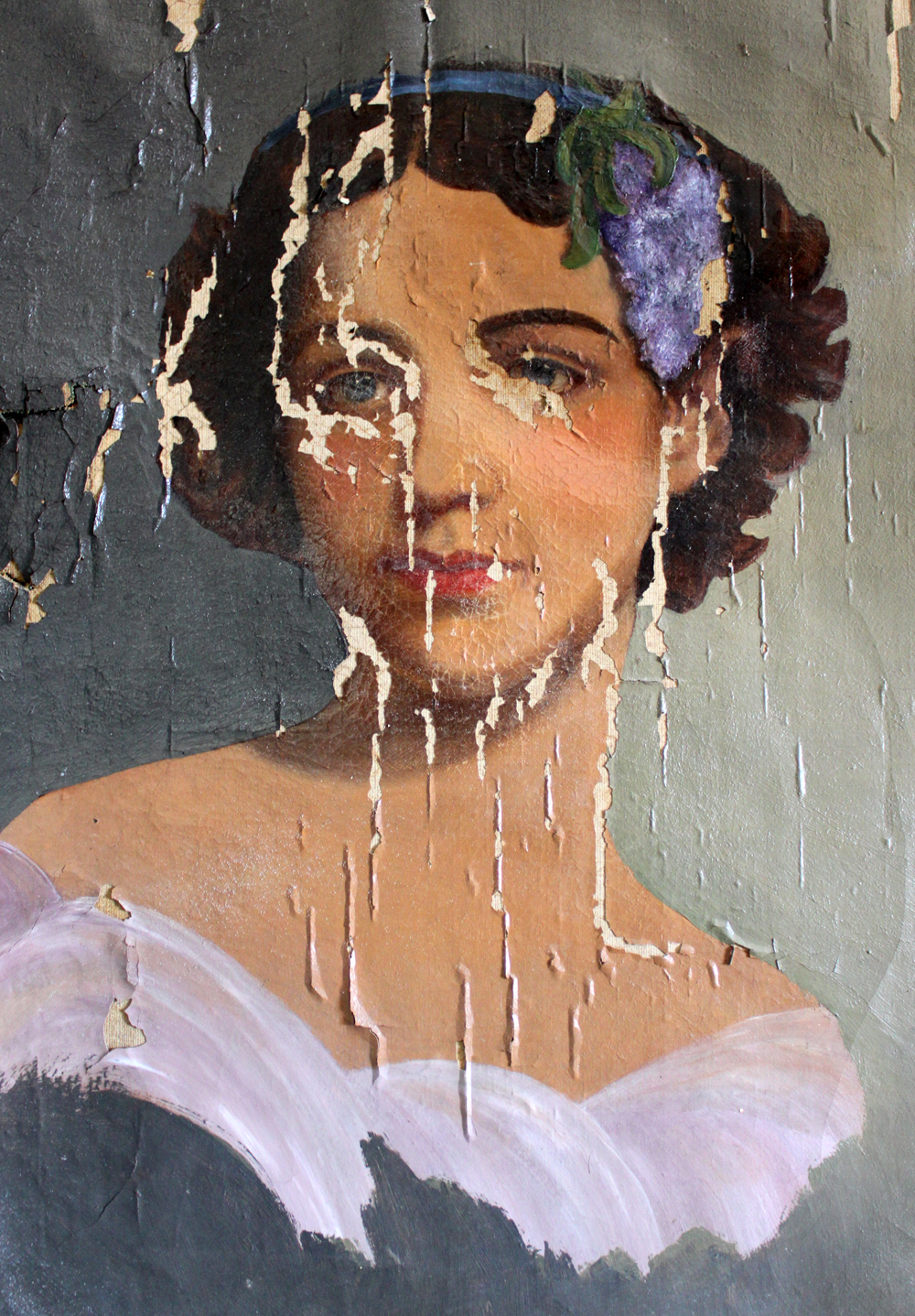 This beautiful portrait in the process of deterioration hangs in my office today. Probably done by an itinerant portrait painter in the 1800's. I love the way he spent his time capturing her face while doing the rest in quick and lively brushstrokes. This woman’s portrait sat in a barn for several decades fading into obscurity until her memory was resurrected for at least as long as the paint holds to the canvas.