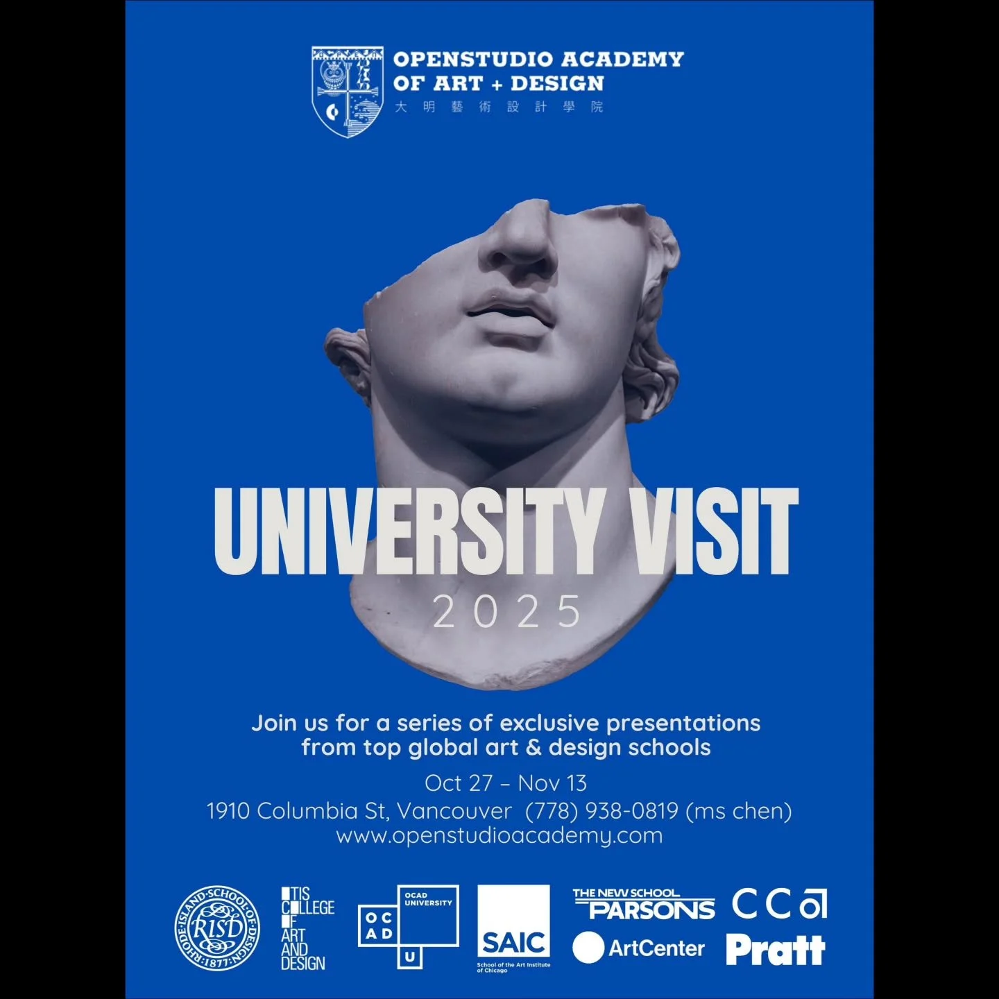 Openstudio Academy of Art and Design 

🔥 TOP 8 North American Art &amp; Design Schools Gather!

Meet Admissions Officers Face-to-Face! 🔥

Want to know how your portfolio can impress the admissions officers from these top-tier schools?
Our studio is