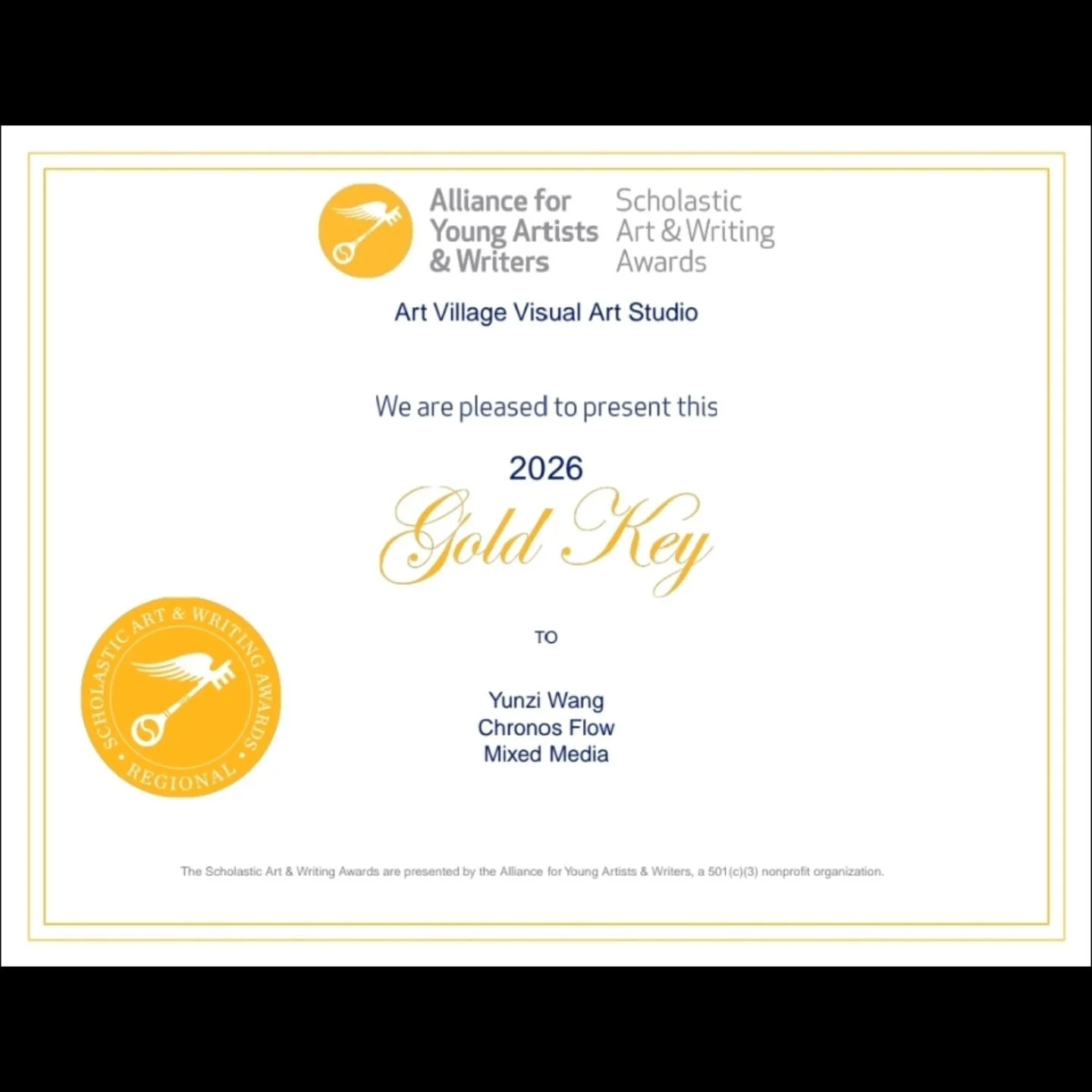 Openstudio Academy of Art and Design 

Celebrating excellence: A massive well done to Carrie Wang for receiving a Gold Key in the Scholastic Art &amp; Writing Awards. This prestigious recognition is a direct result of your hard work and unique creati