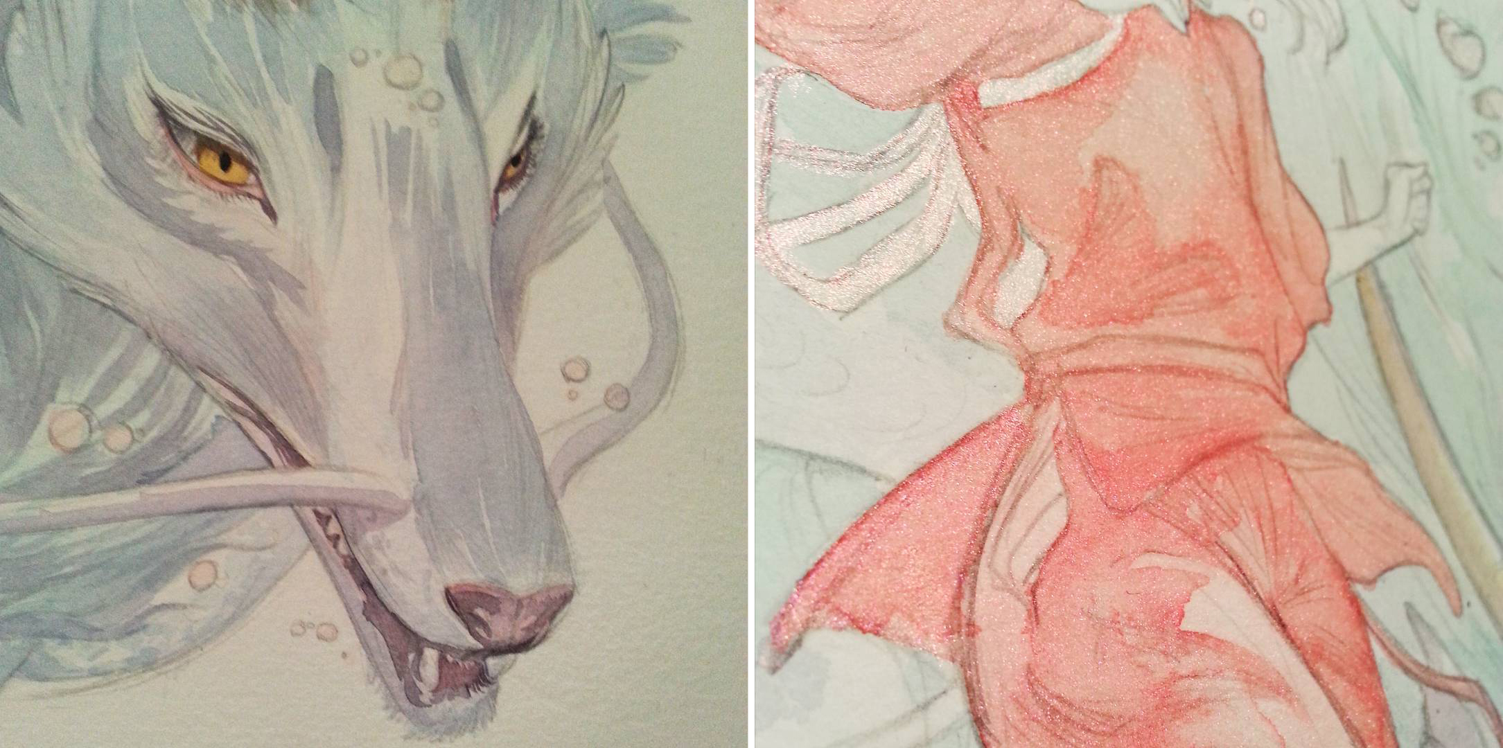 In-progress shots for "Kohaku River"
