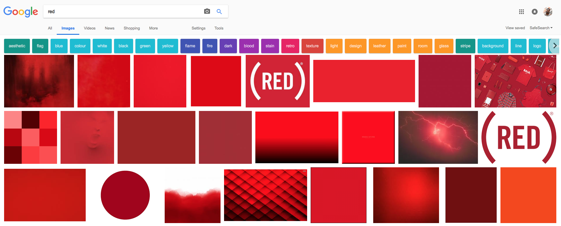 Google Search for "red"