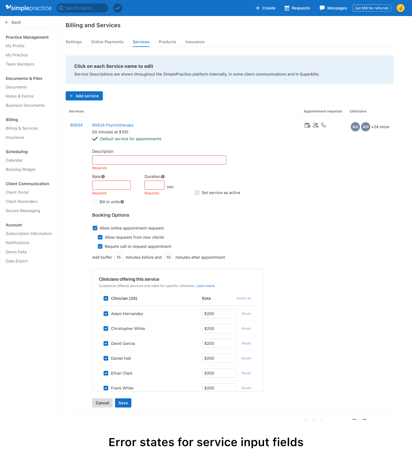 Services Page - Default rate set for all clinicians - Error.png