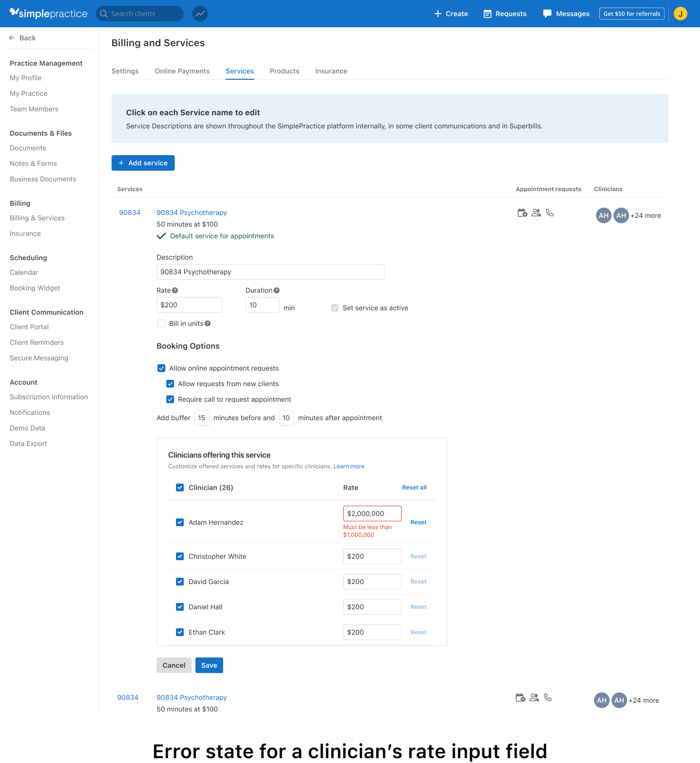 Services Page - Change Clinician Rate - Error.png