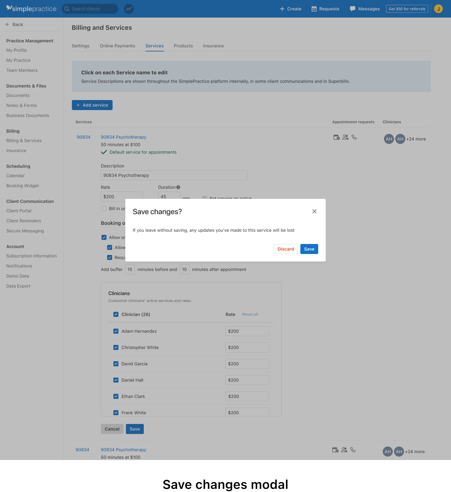 Services Page - Default rate set for all clinicians - Save.png