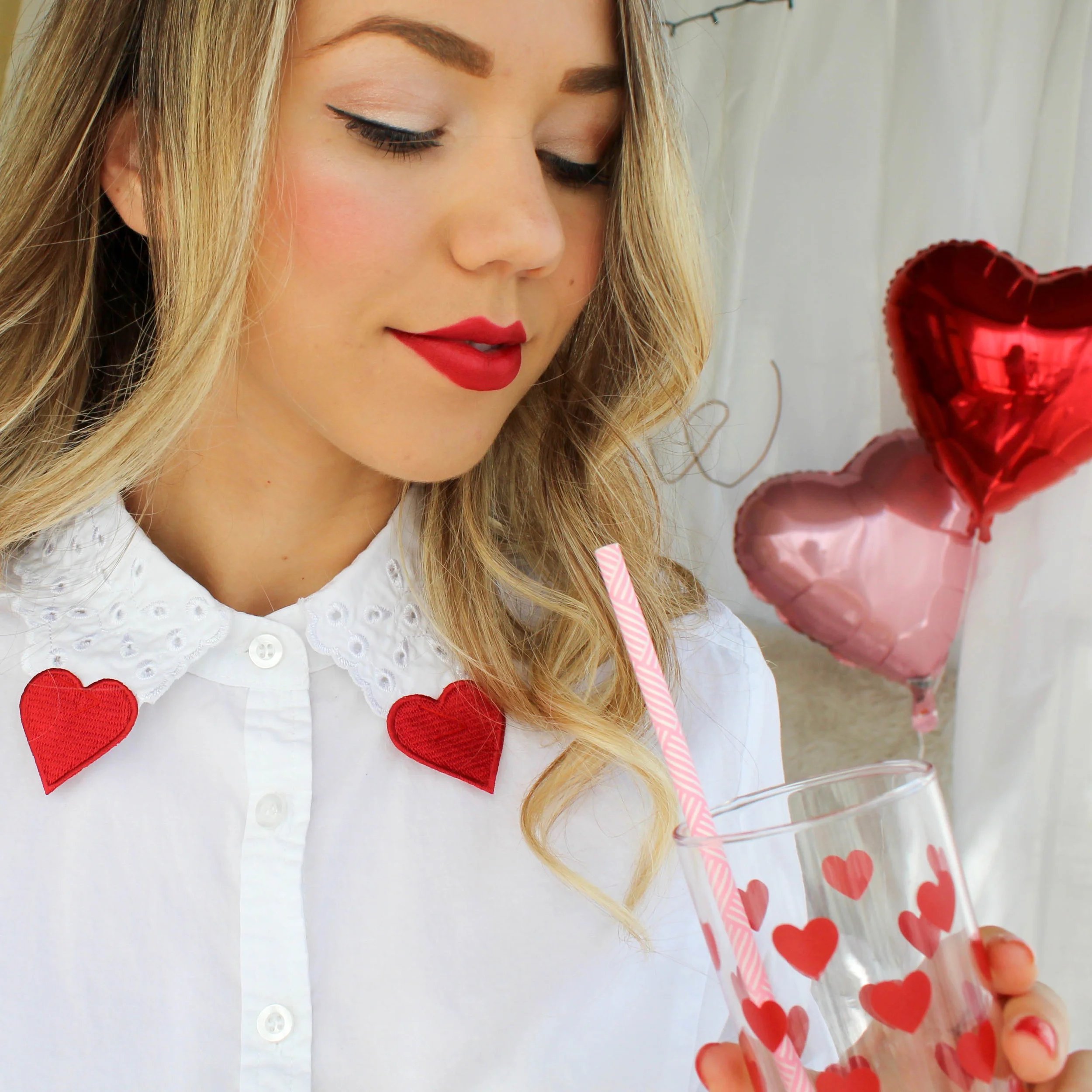 My #ootd featured this DIY heart patch collar that I made with a thrifted blouse and sew-on heart patches!