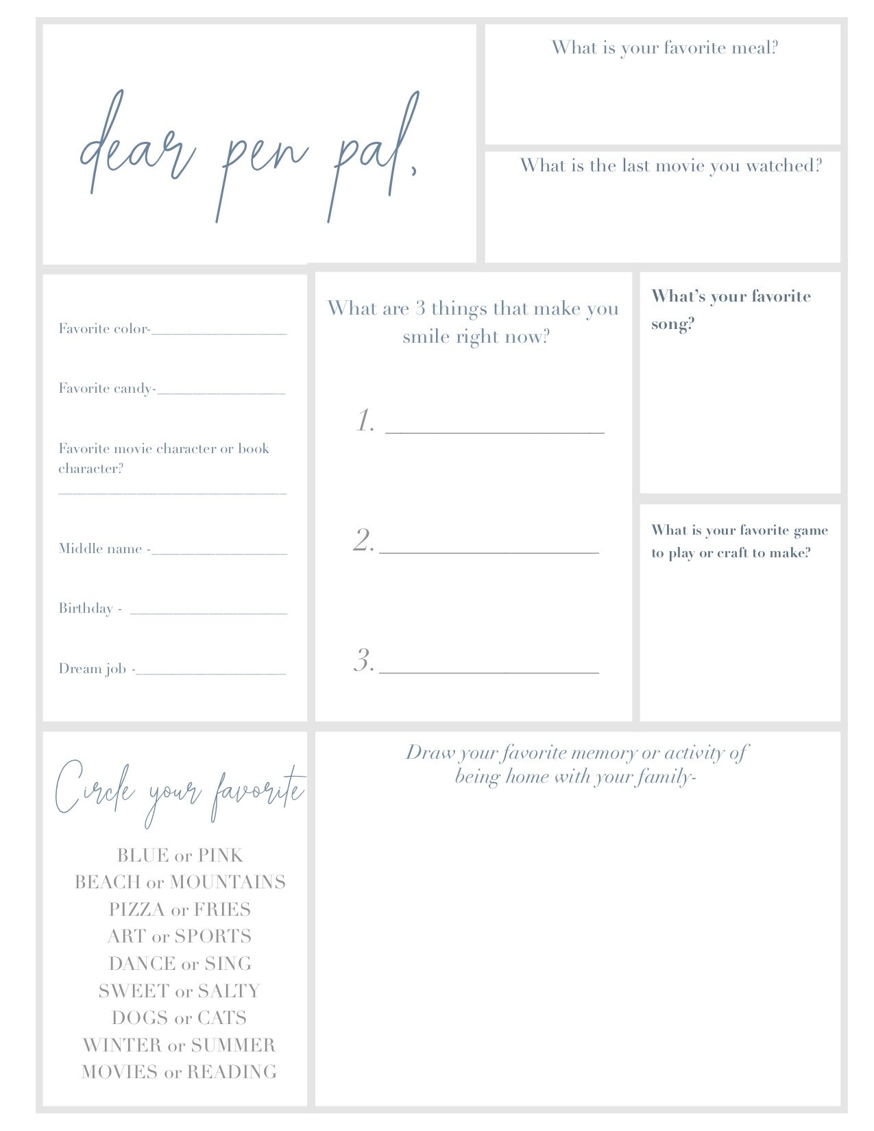 Free Pen Pal Printables - High Resolution Printable Within Pen Pal Letter Template
