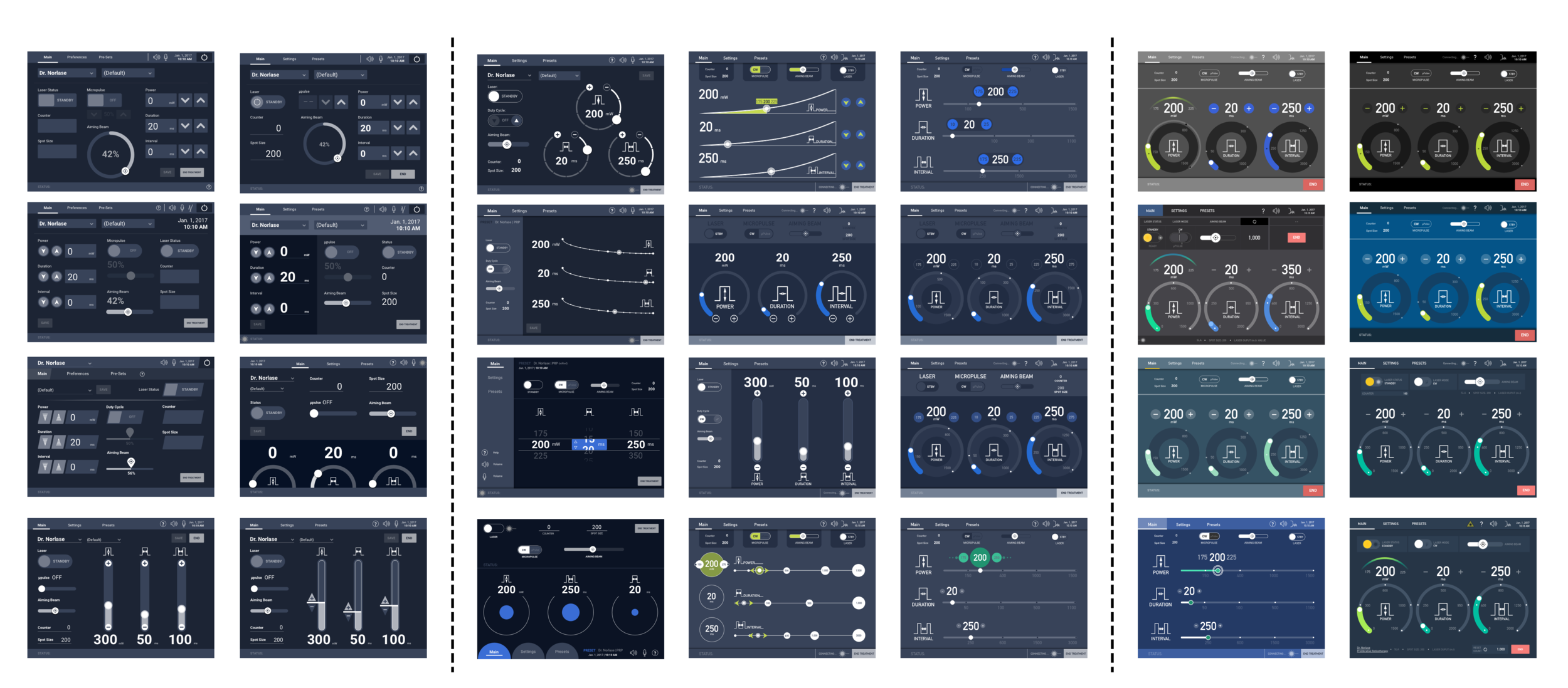 Img 7. Digital iterations over the course of 9 months. UI elements and interactive points transformed immensely after each round of user testing.