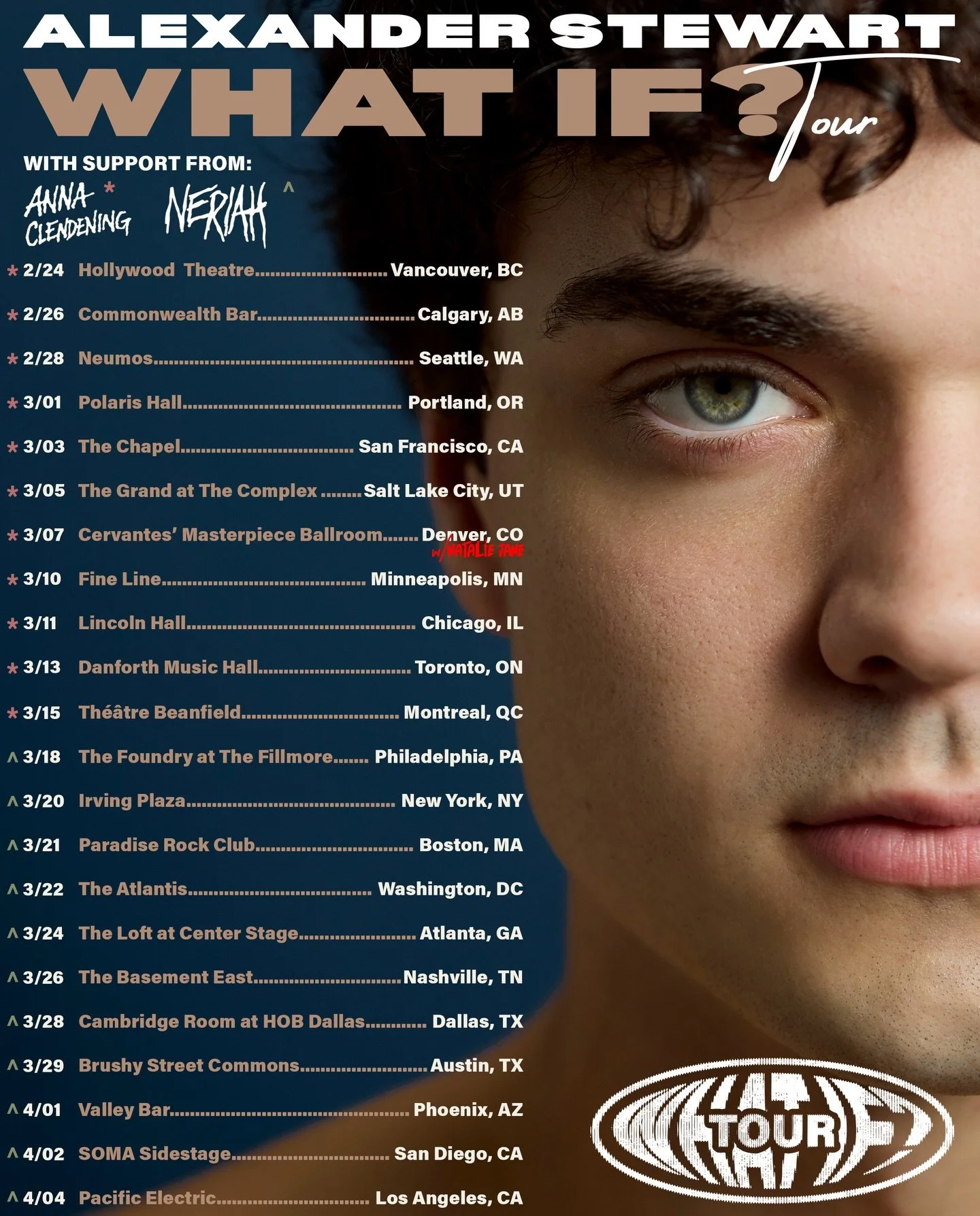 @thisisneriah will be supporting @alexanderstewart this spring!