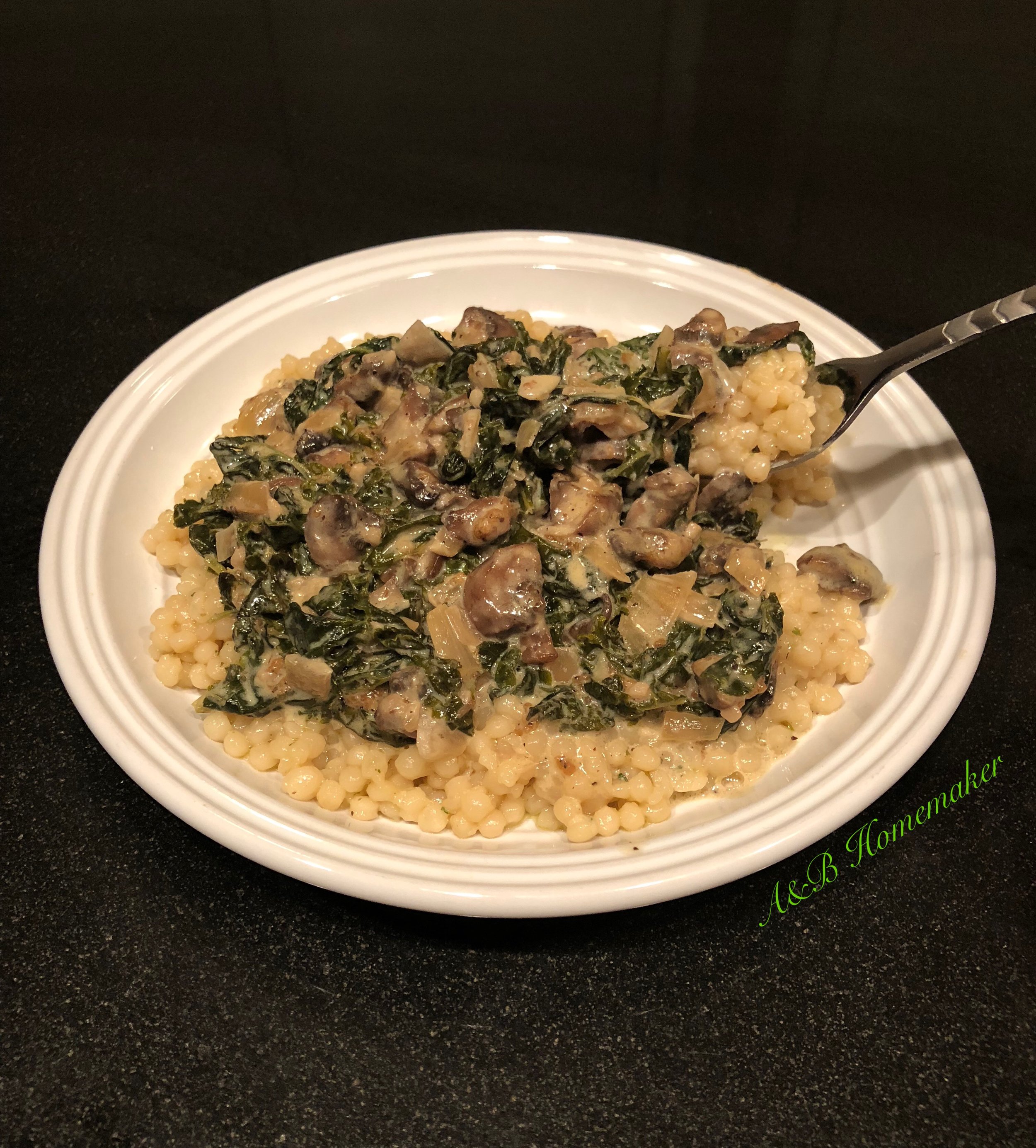 Creamy, Garlic Kale & Mushrooms