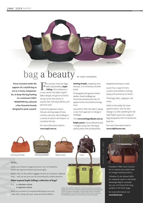 MINESTYLE MARCH 2012 Leaf Tote Range