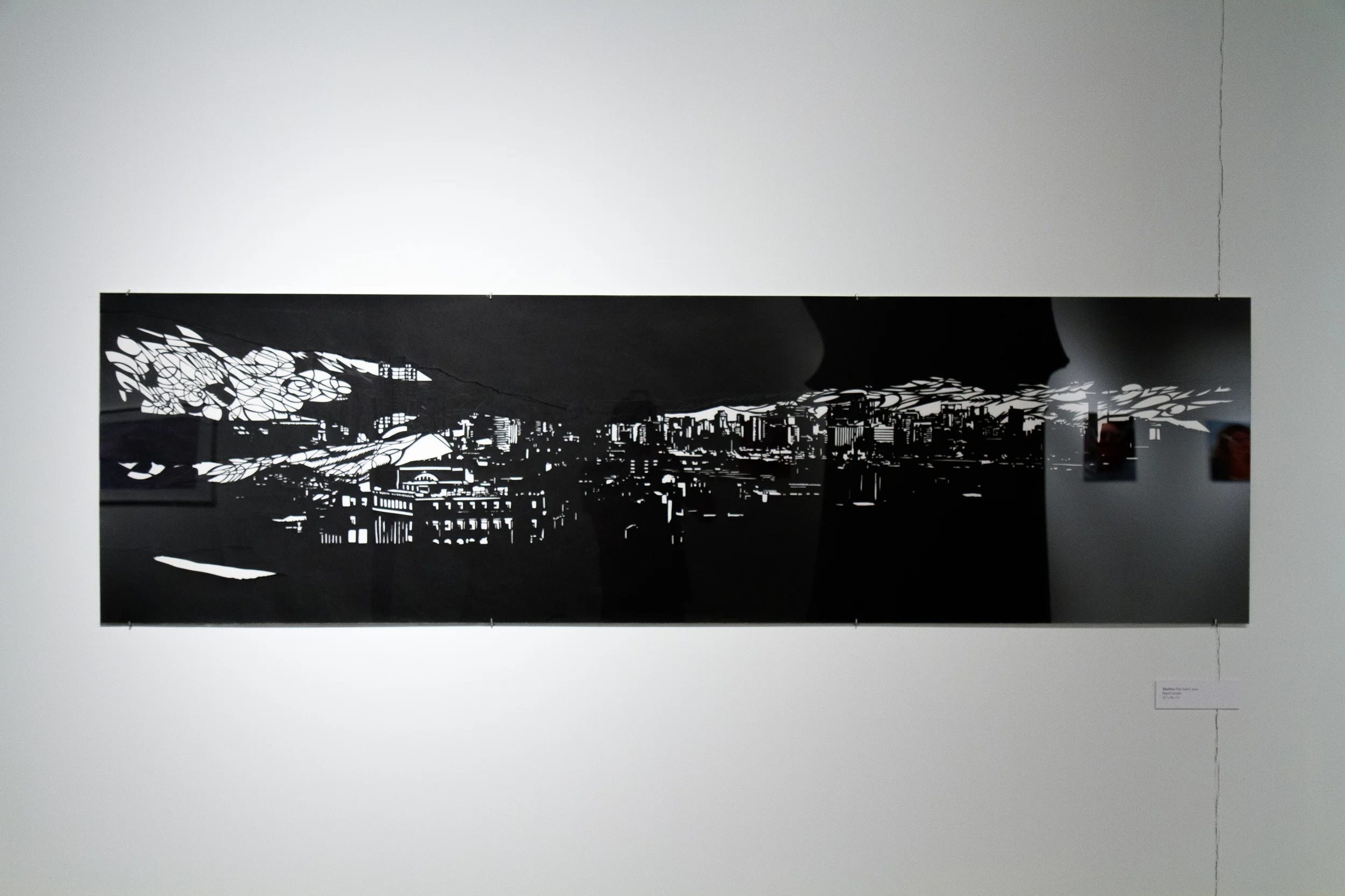 San Juan (Skyline series) 23 in x 80.5 in, collage, cut black Torinoko paper.