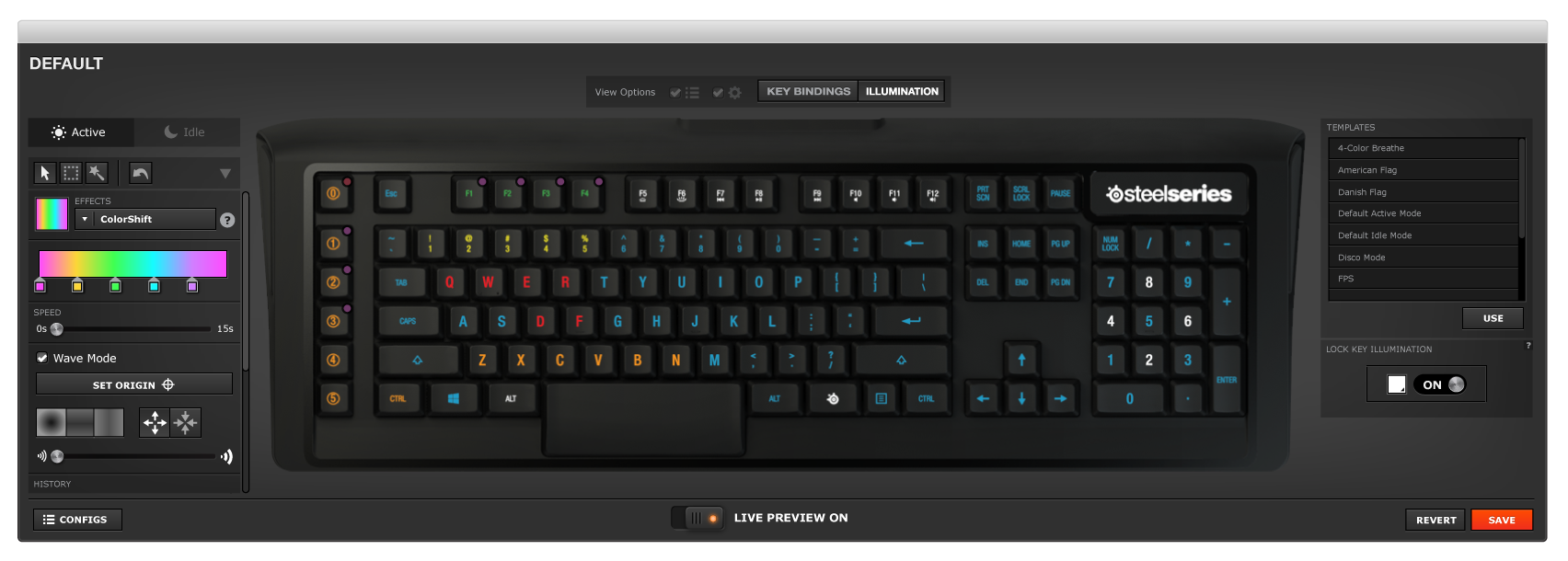 The user interface for the Apex M800 keyboard - click for full-view