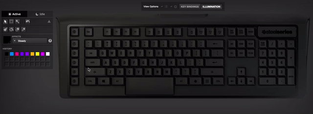 Select a key, then change the color. This interaction pattern was the final result of usability testing.