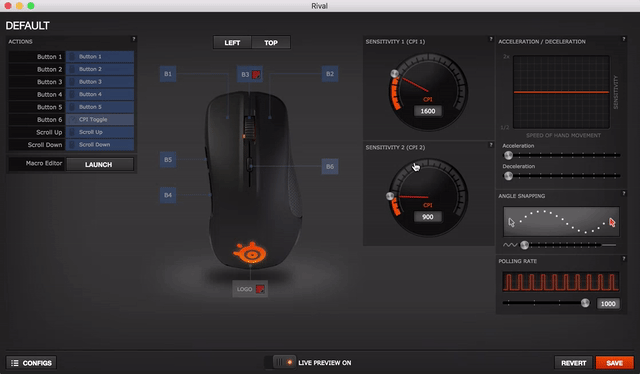 Rival Mouse UI in action