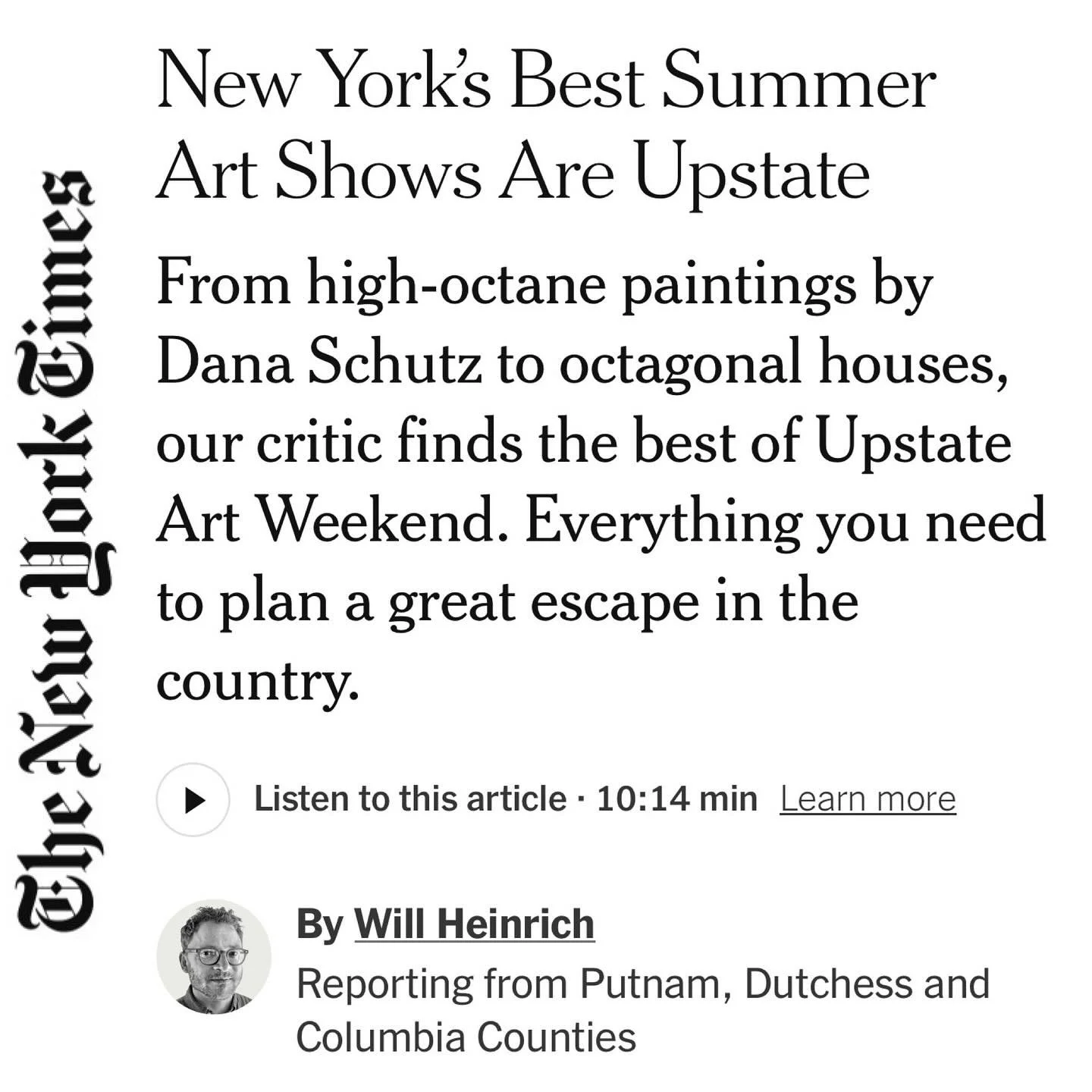 Thanks @willvheinrich @nytimes for including both @thespencertownacademy and @cpw_kingston in this @upstateartweekend piece. 

@sisterscommunications @cpw_kingston @thespencertownacademy @ginahyams