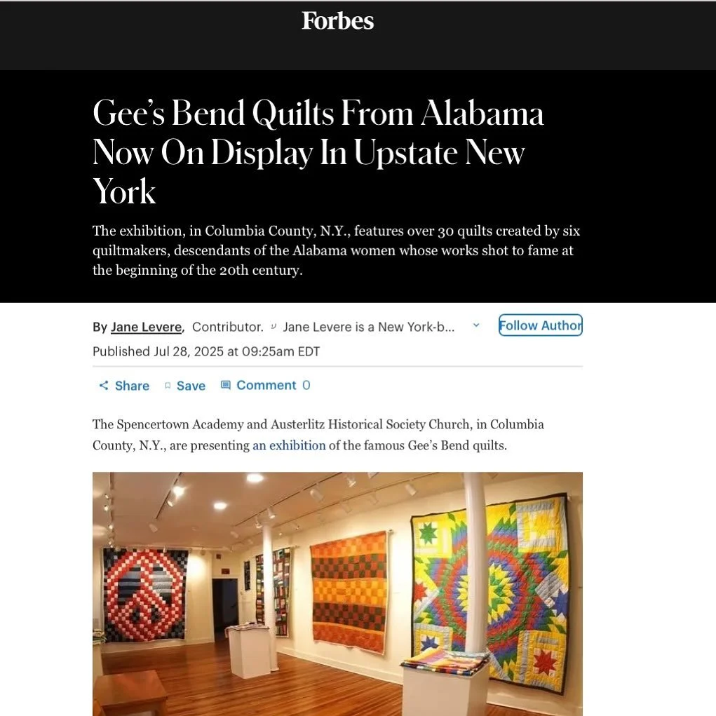 Thanks @jane.l.levere for this @forbes piece about the @geesbendquiltmakers exhibition at @thespencertownacademy . Closing soon! 
#linkinbio 
Cc: @ginahyams