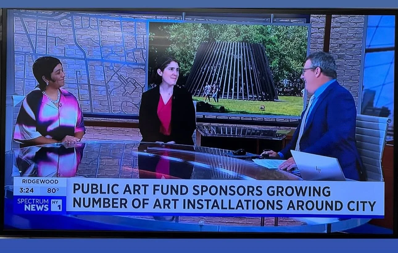 Thanks @rogerclark41 for @ny1 for having @mel_kress and @moniraism on this AM to talk @publicartfund and #FirstSun - Monira&rsquo;s upcoming installation opening on Sept 3 in the #doriscfreedmanplaza @centralparknyc