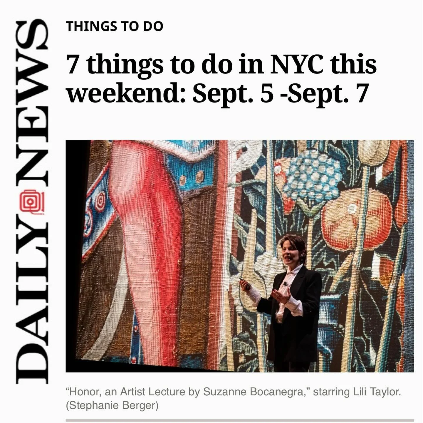 Thanks @nydailynews for including #HonorAnArtistLecture by @suzannebocanegra -starring @lilittaylor - in your ThingsToDo roundup. 

RUN- don&rsquo;t walk- to see this show at The Performing Garage in SoHo.  Performances thru Sept 14.  #linkinbio