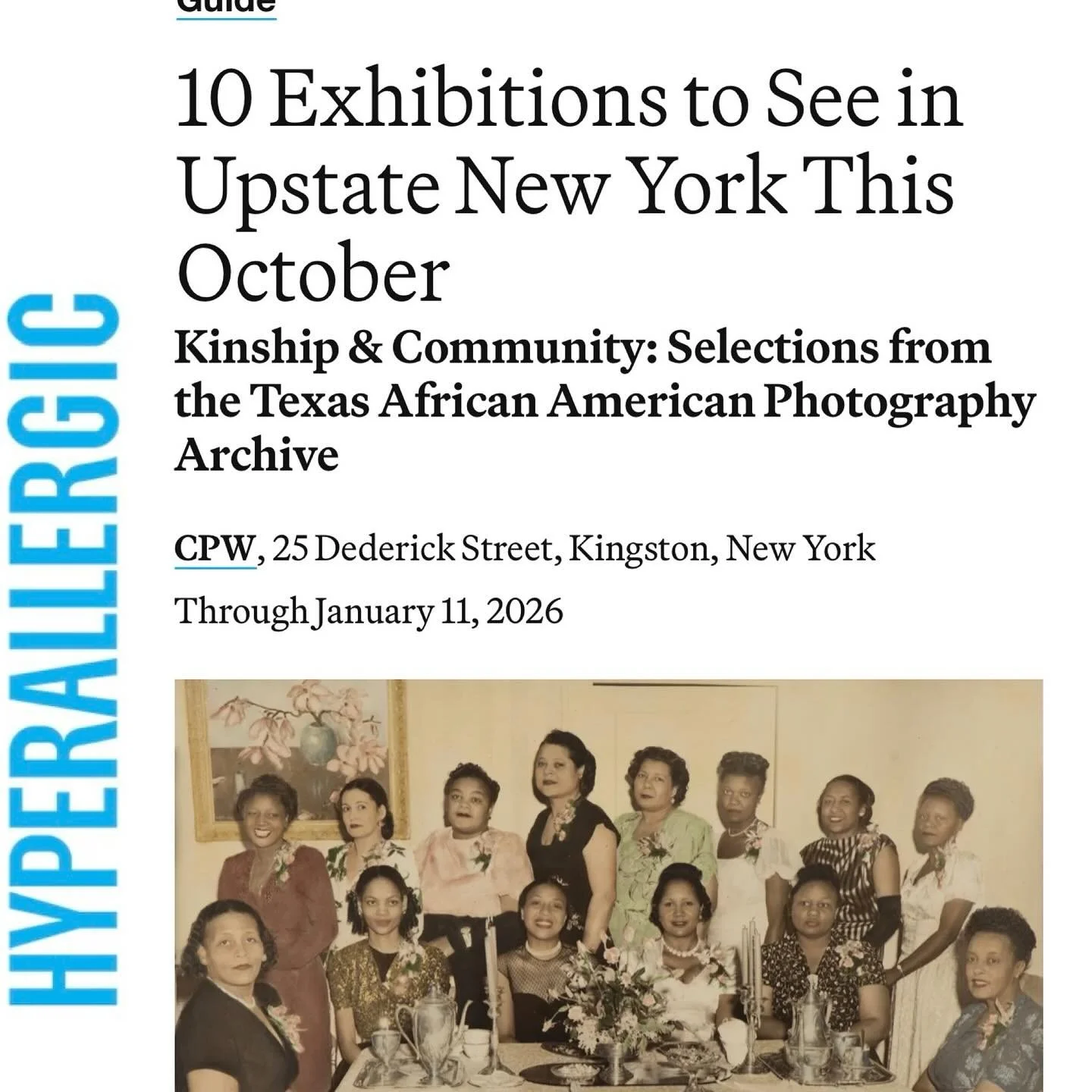 ✨Thanks @taliesinthomas @hyperallergic for including #kinshipandcommunity - curated by @nifleetwood at @cpw_kingston &mdash; in your October roundup of shows to see in #upstateny 

With @sisterscommunications
