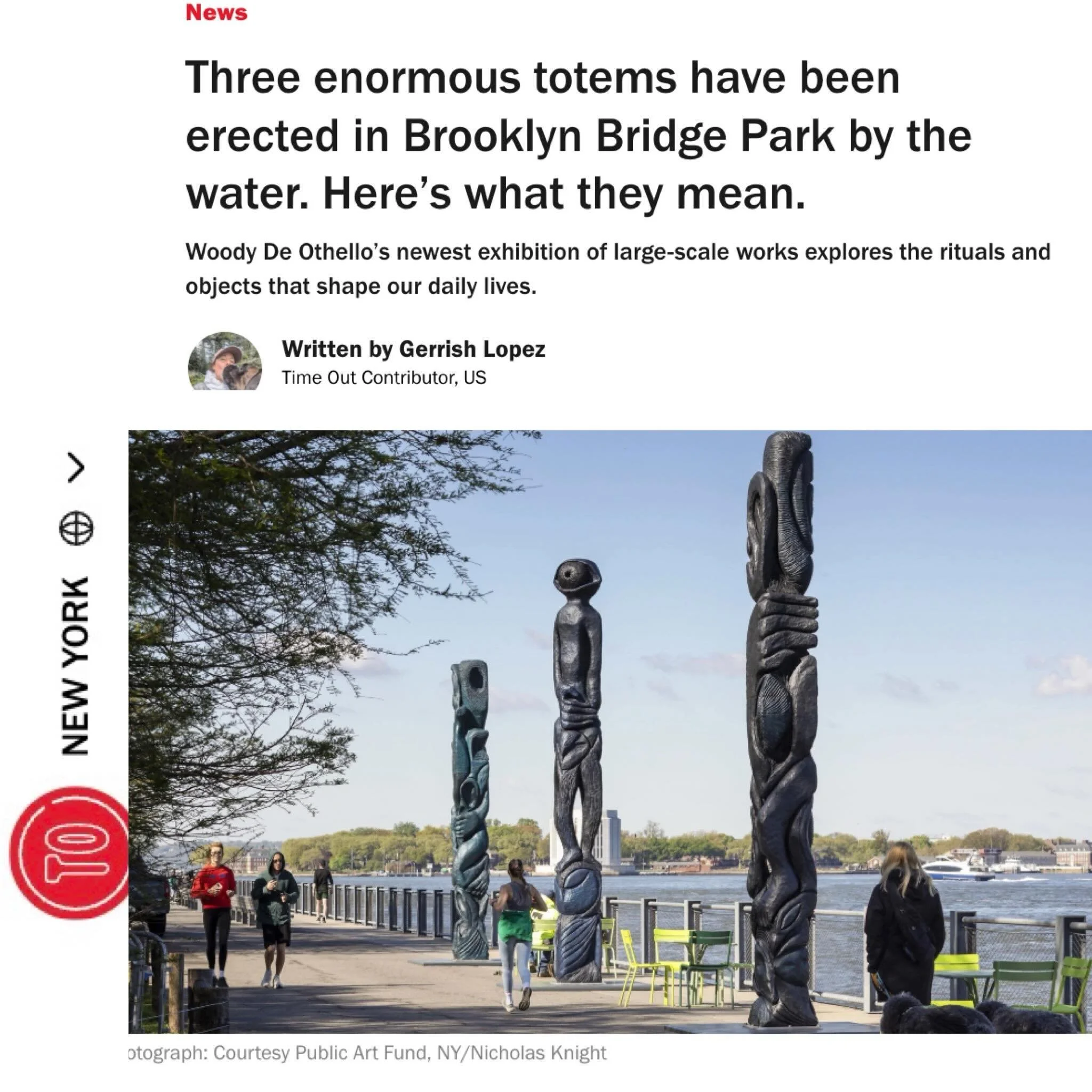 Thanks @timeoutnewyork for this great piece about @woodyothello @publicartfund exhibition, now on view in @brooklynbridgepark #linkinbio