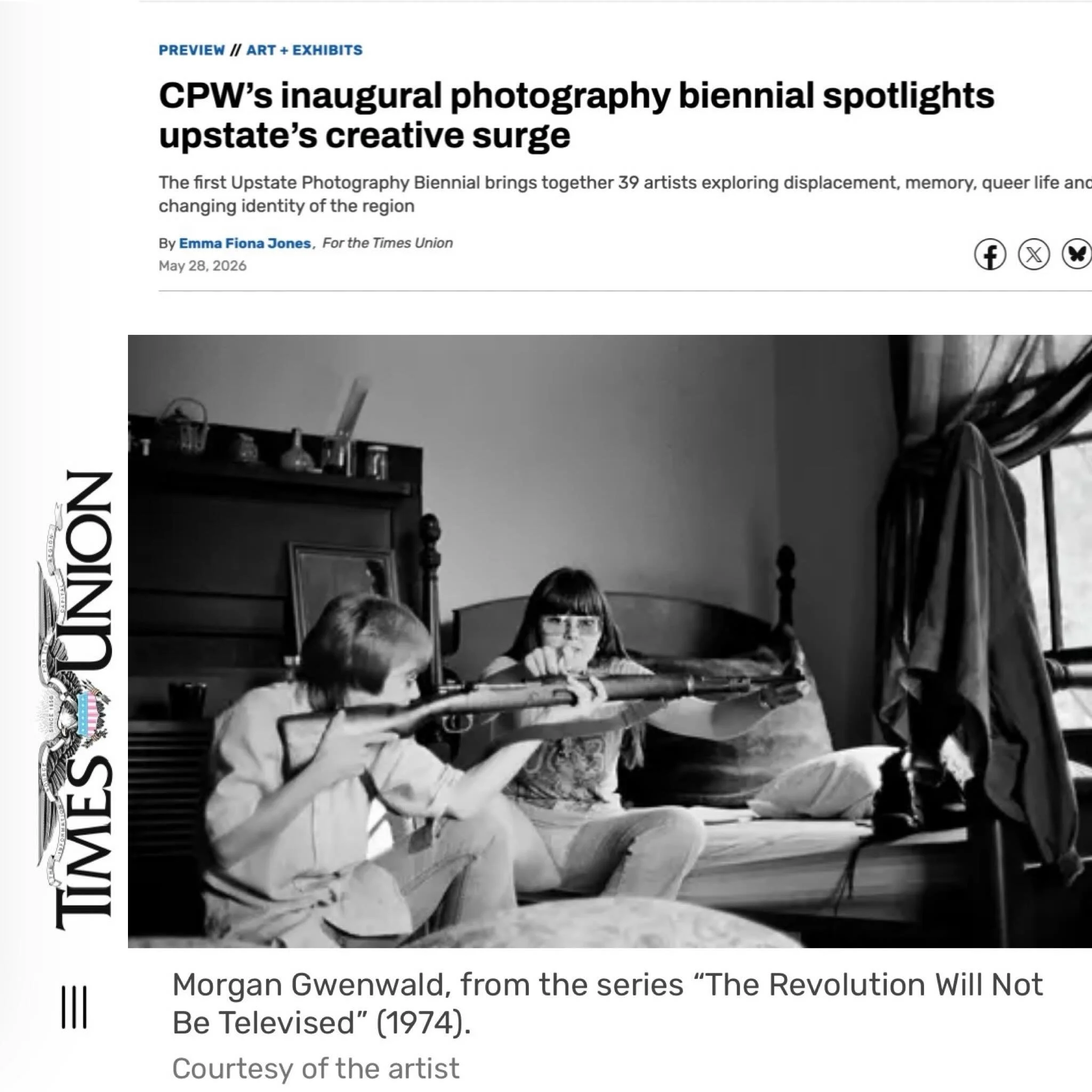 Thanks @timesunion for this preview piece about the inaugural #upstatephotographybiennial at @cpw_kingston - opening this weekend!
Curated by @adamgilesryan and @marinaschao and featuring 39 photographers and lens-based artists who live and/or work i