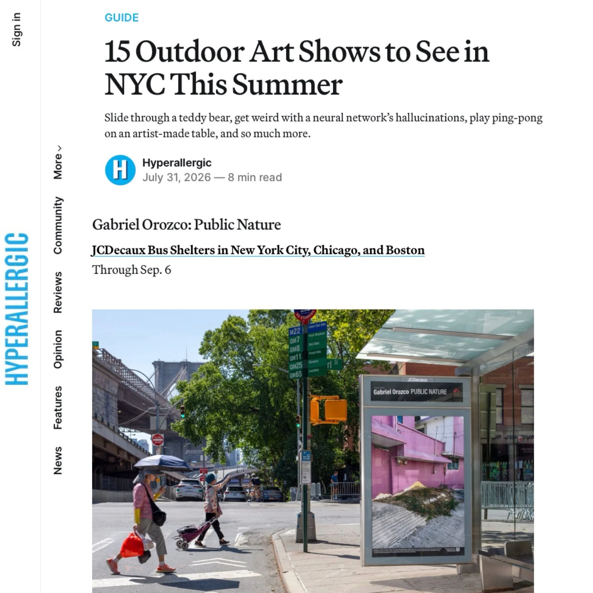 Thanks @hyperallergic for including four current @publicartfund exhibitions in your outdoor art shows to see this summer:

@_gabrrriel.orozco_  on @jcdecauxna bus shelters in NYC, Chicago and Boston

#BetweenTides, at #beach67 @rockawaybeachny 

@woo