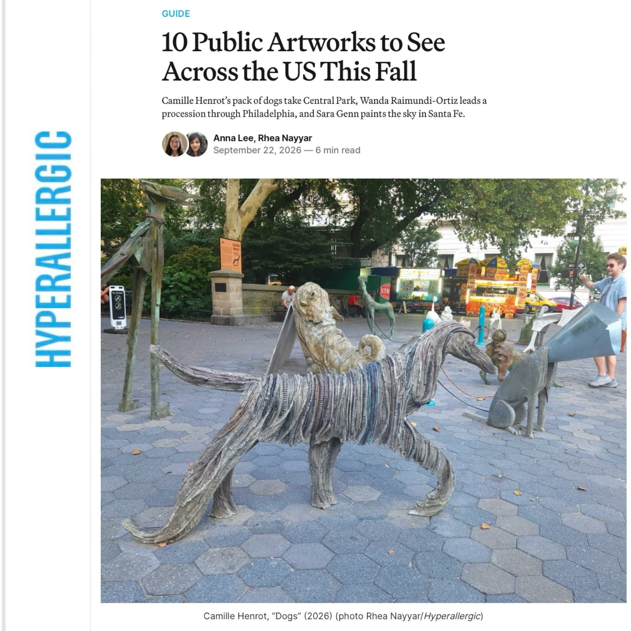 Thanks @hyperallergic for including @coelocanthe @publicartfund exhibition in their recent roundup of public artworks to see this Fall.  #linkinbio