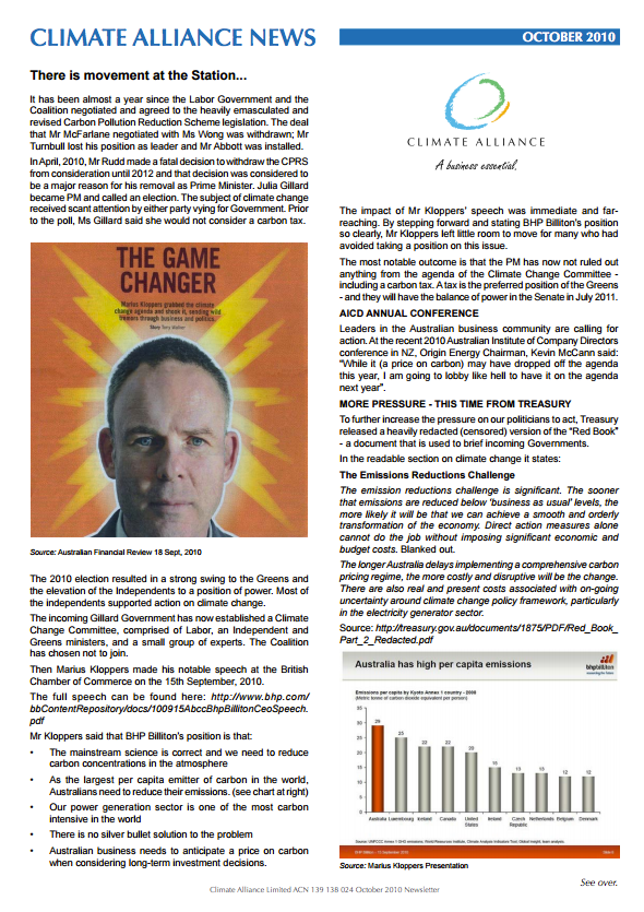 Climate Alliance Newsletter - October 2010