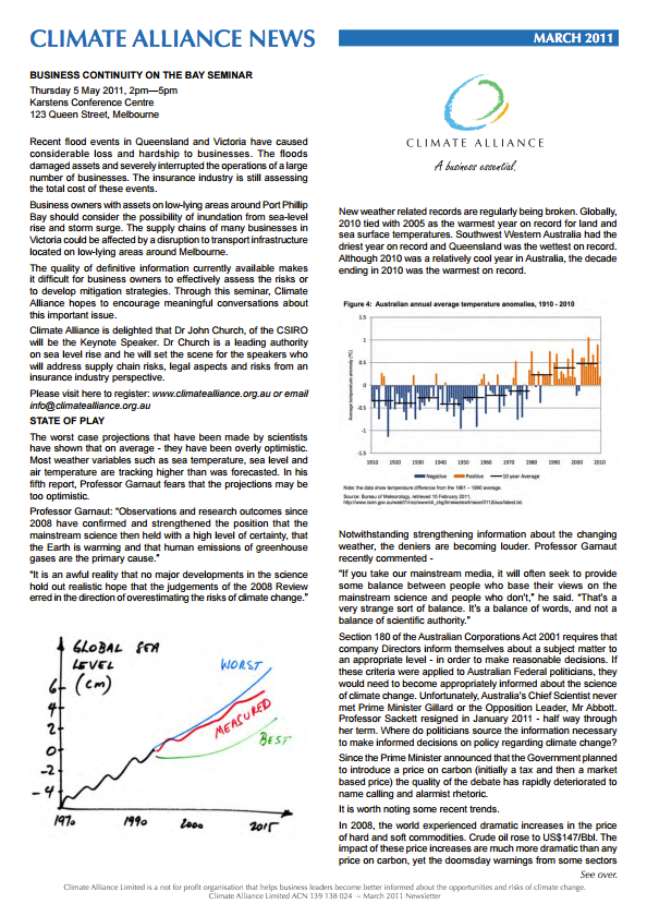 Climate Alliance Newsletter - March 2011