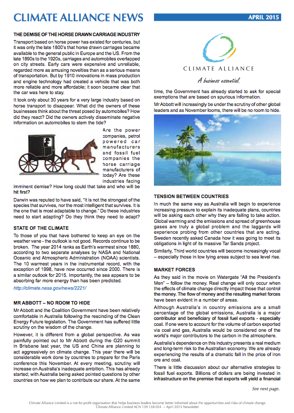 Climate Alliance Newsletter - April 2015
