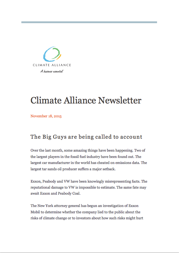 Climate Alliance Newsletter - November 2015