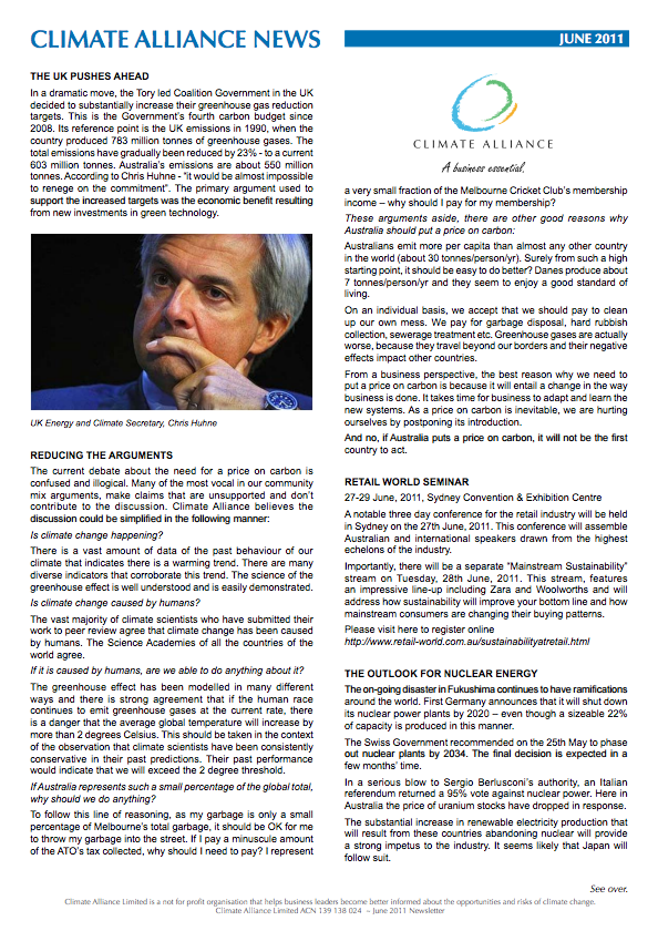 Climate Alliance Newsletter - June 2011