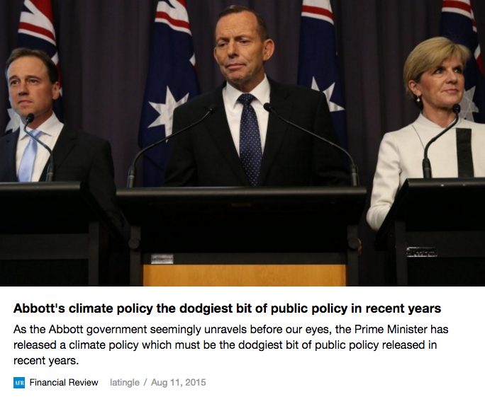 Abbott's climate policy the dodgiest in years | Australian Financial Review