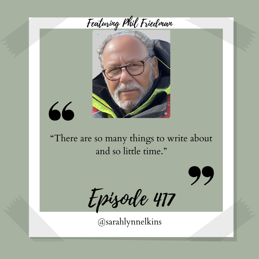 Quote card featuring an AI modified headshot of Phil, the quote reads "There are so many things to write about and so little time."