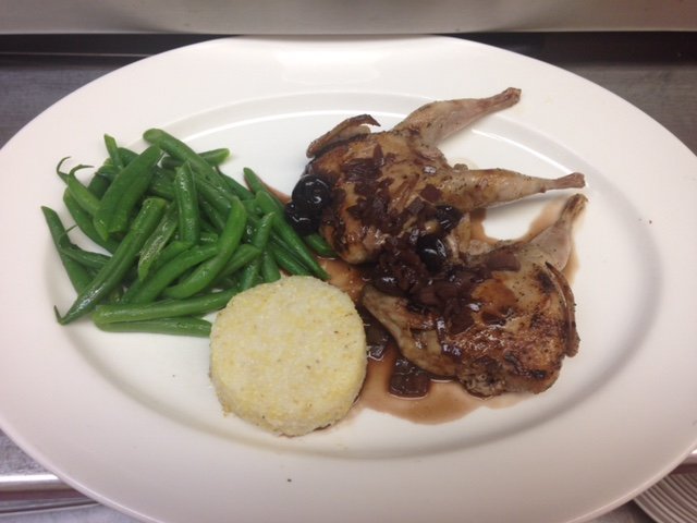 River Bend Bistro's Grilled Quail with Cherry Pinot Noir Sauce