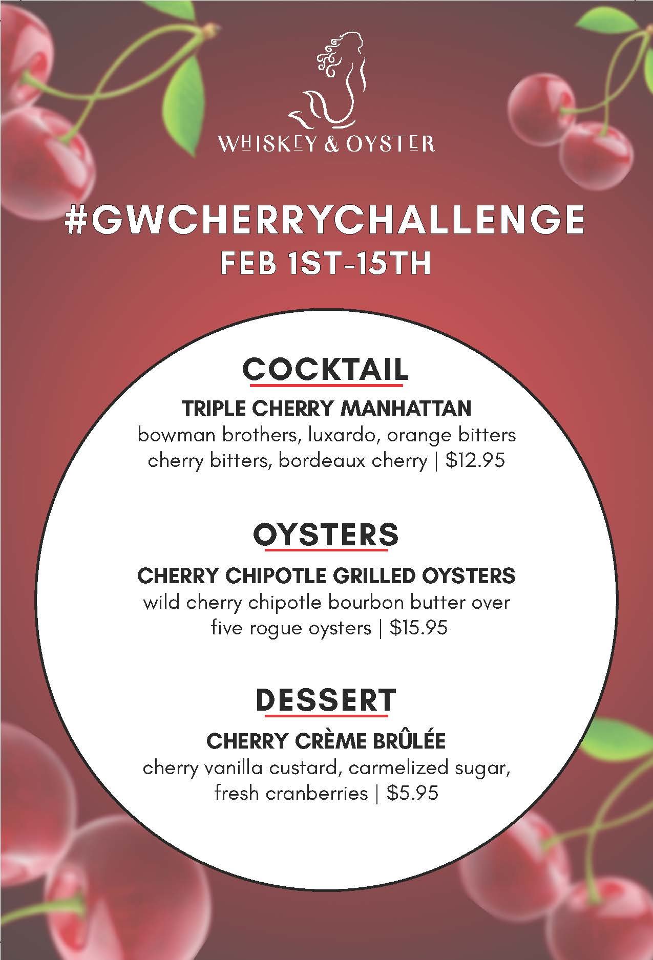 Whiskey &amp; Oyster's Cherry Challenge Menu