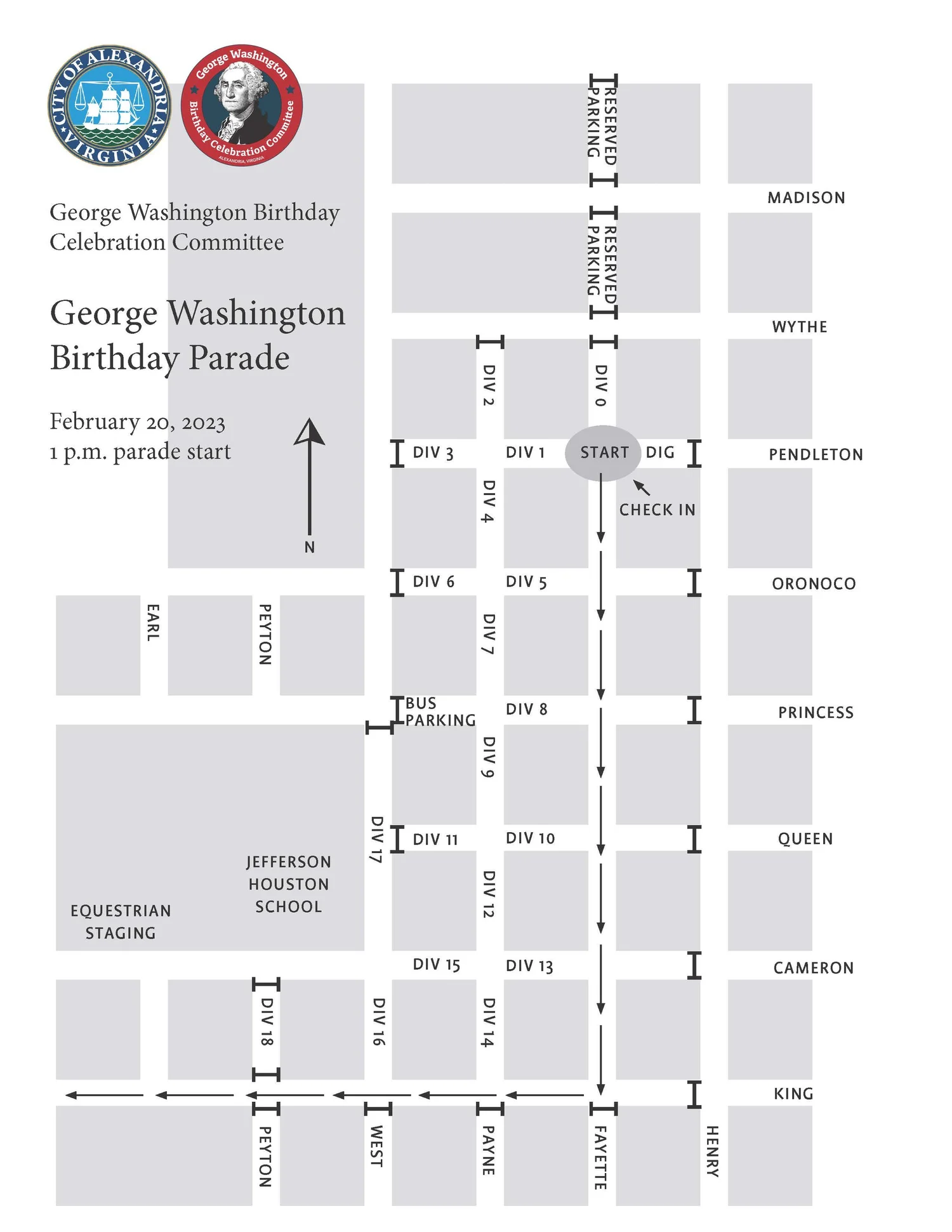 NEW! 2023 Parade Route — Washington Birthday Celebration