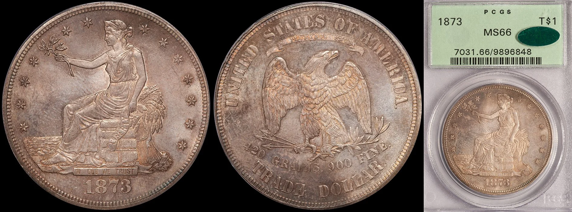 JUST ADDED - $1.00 - 1873 Trade PCGS MS66 CAC, OGH