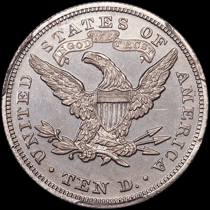 Eagle. 1870 Pattern $10 gold coin. J-1036. PCGS PR65CAM.