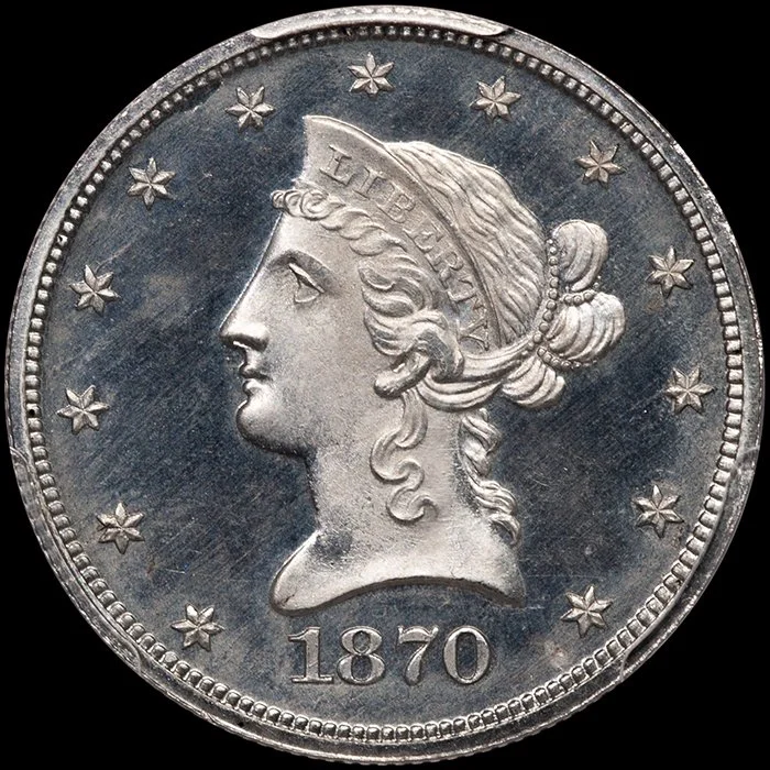 Eagle. 1870 Pattern $10 gold coin. J-1036. PCGS PR65CAM.