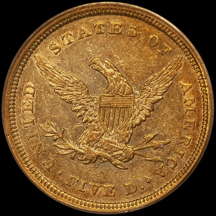 Half Eagle. 1839-D Dahlonega $5.00 gold coin. PCGS EF40. OGH.