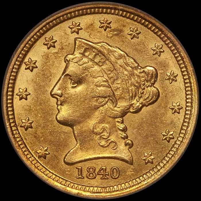 Quarter Eagle. 1840-O New Orleans $2.50 gold coin. PCGS AU58 CAC.