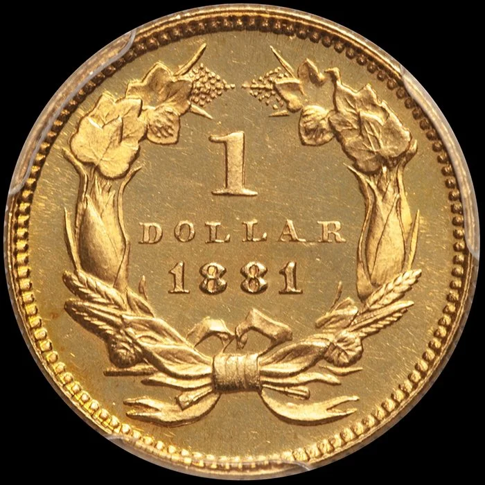 Gold Dollar. 1881 Proof $1.00 gold coin. PCGS PR65CAM CAC.