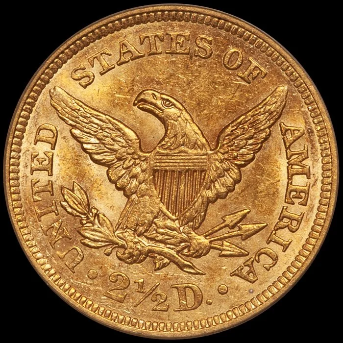 Quarter Eagle. 1843 $2.50 gold coin. PCGS MS62 CAC.