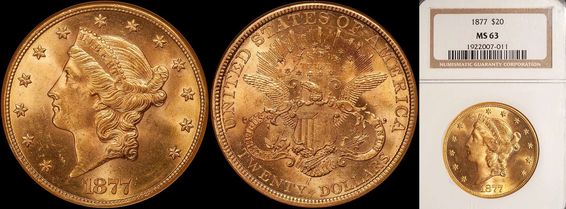 JUST ADDED - $20.00 - 1877 NGC MS63