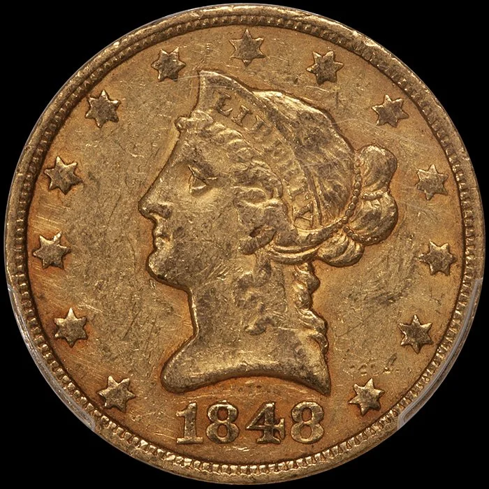 Eagle. 1848-O New Orleans $10 gold coin. PCGS EF45 CAC.