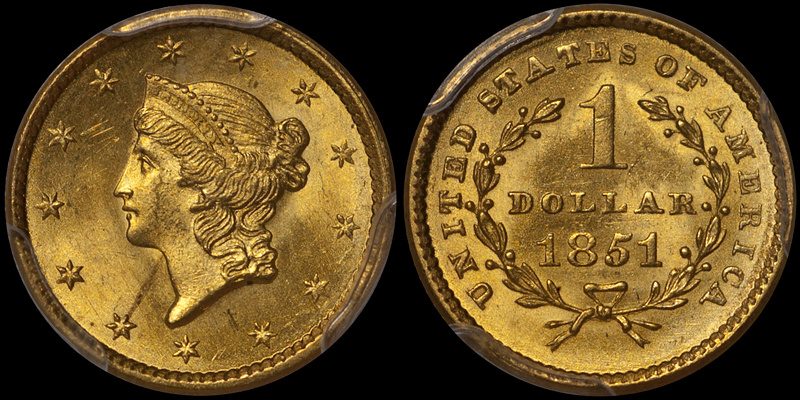 1851 $1.00 PCGS MS65