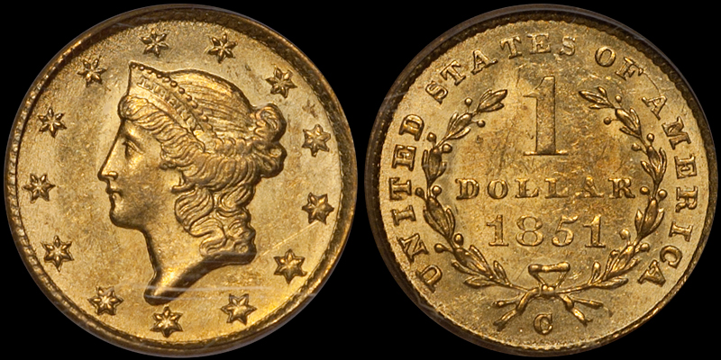 1851-C Gold $1.00 PCGS MS63