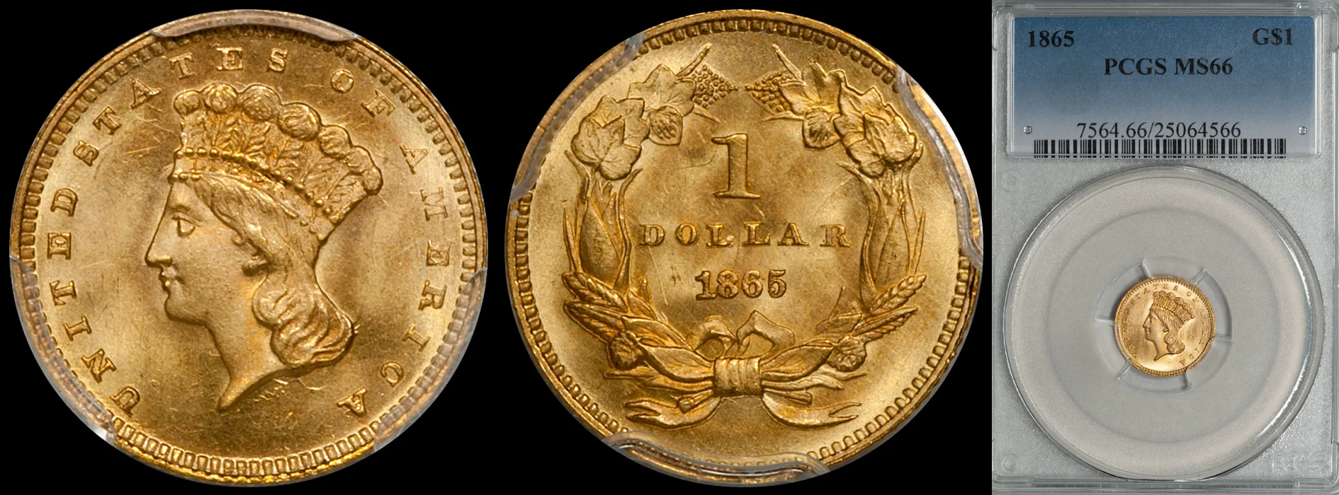 ON HOLD - $1.00 - 1865 PCGS MS66